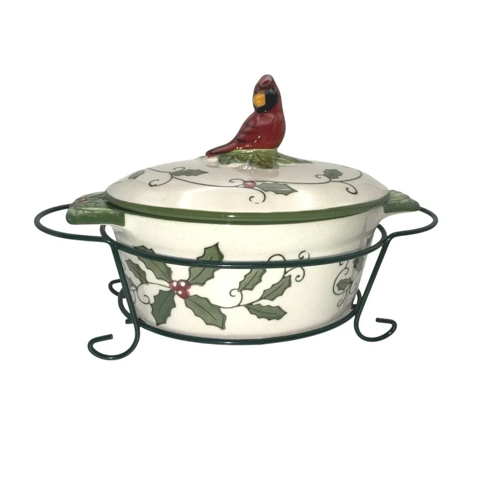Temp-tations by Tara Cardinal Holly Mini Bakers Set of 2 with Lids and Racks 9oz